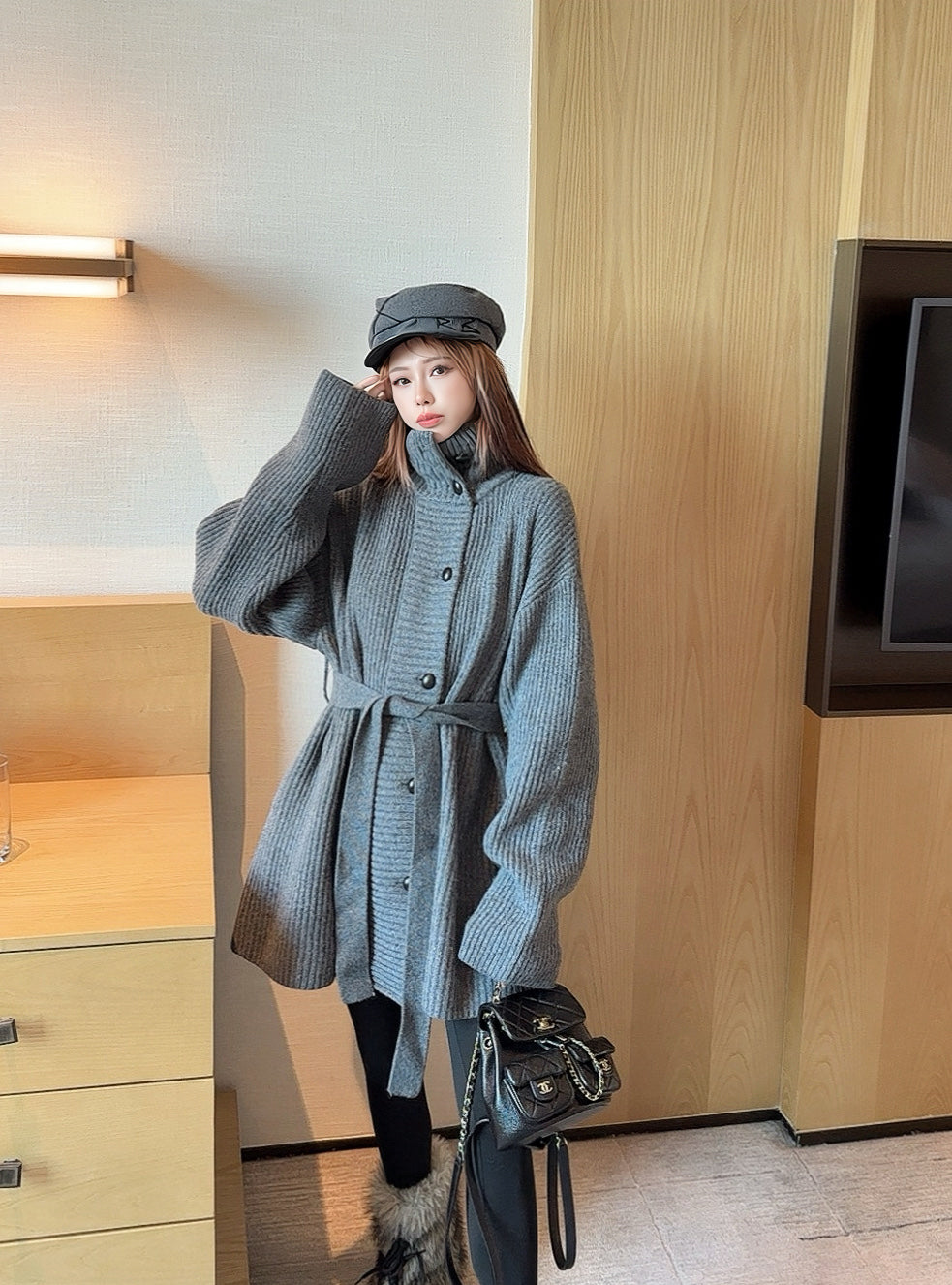 Brun 25fw knitted pea coat