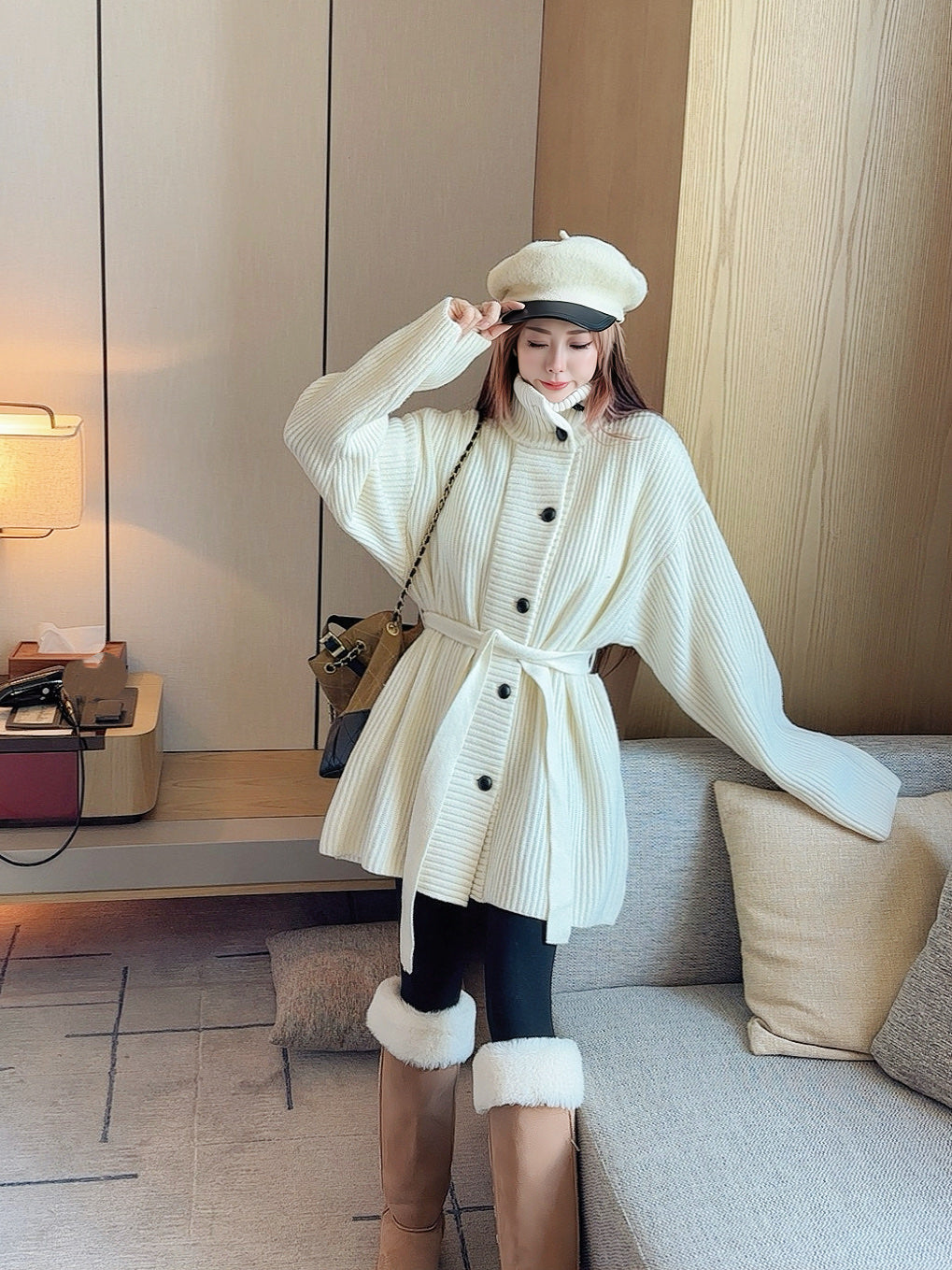 Brun 25fw knitted pea coat