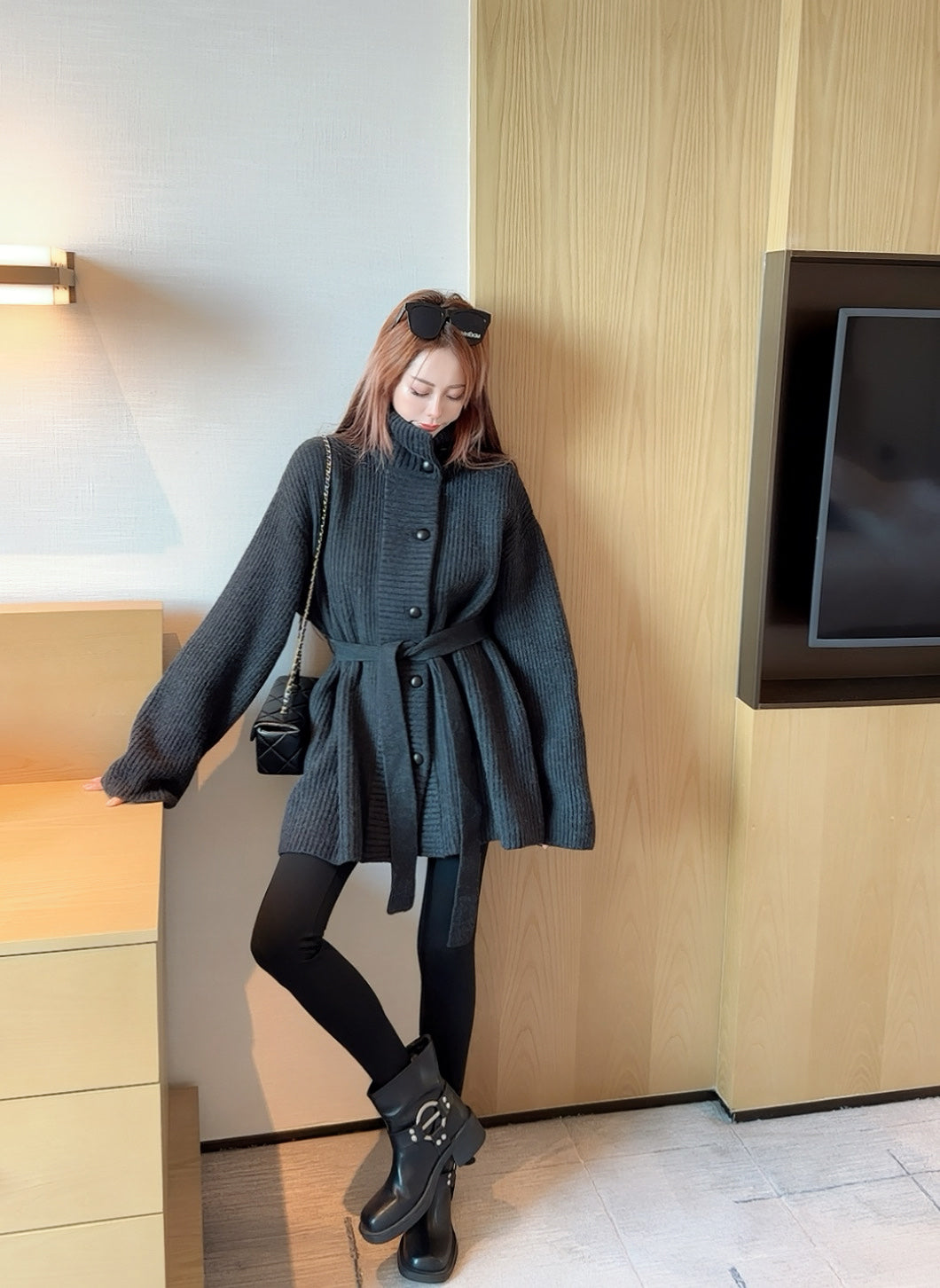 Brun 25fw knitted pea coat