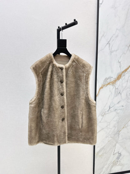 Loro 25fw fur leather vest