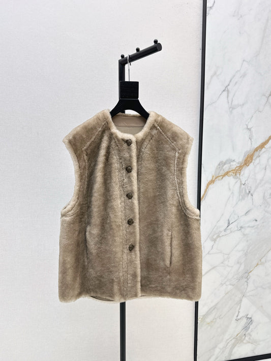 Loro 25fw fur leather vest