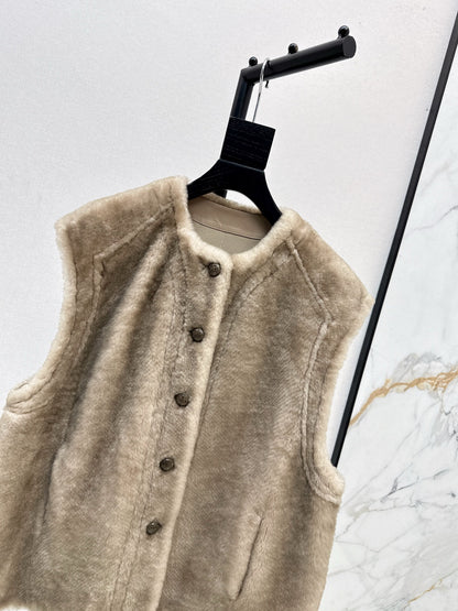 Loro 25fw fur leather vest