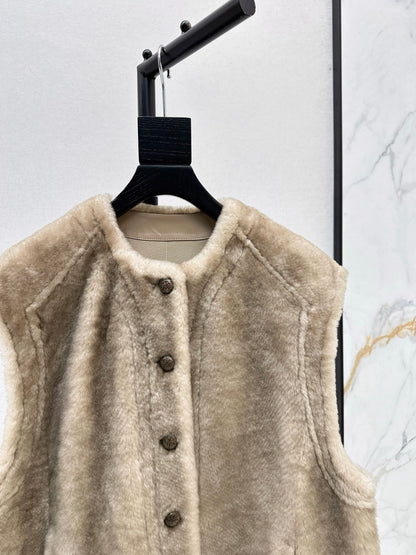 Loro 25fw fur leather vest