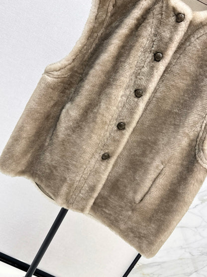 Loro 25fw fur leather vest