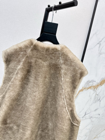 Loro 25fw fur leather vest