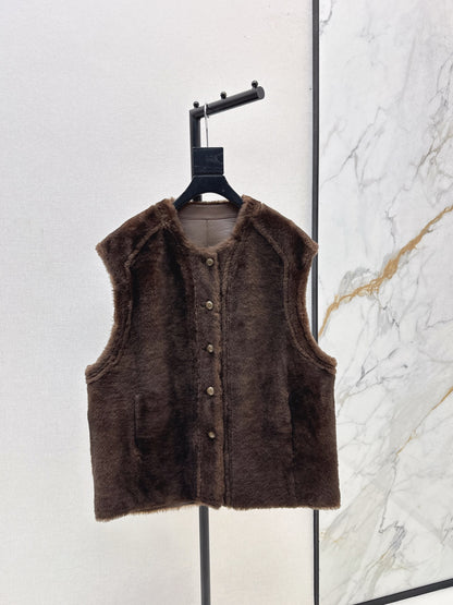 Loro 25fw fur leather vest