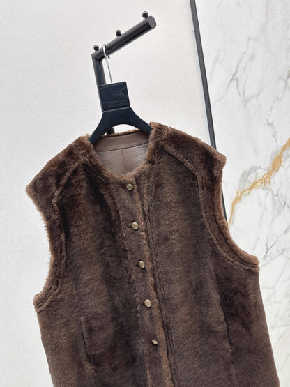 Loro 25fw fur leather vest