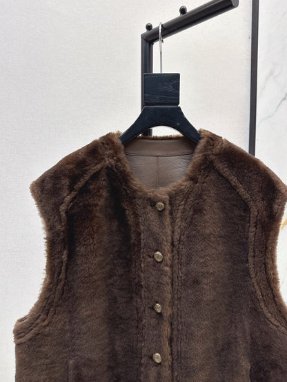 Loro 25fw fur leather vest