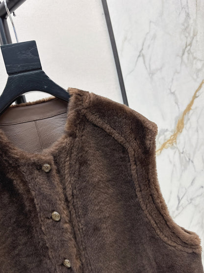 Loro 25fw fur leather vest