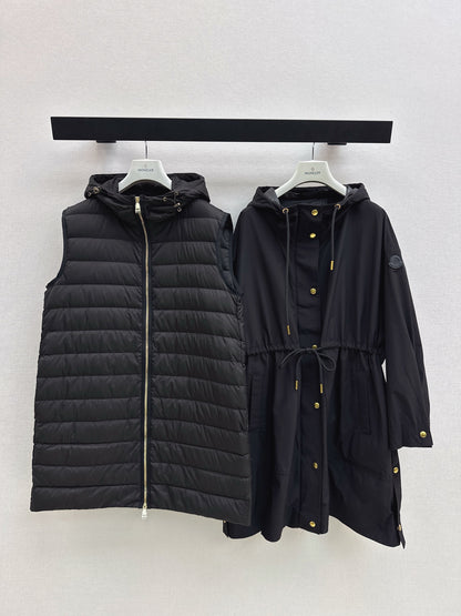 Monc 25fw puffer vest hooded jacket set