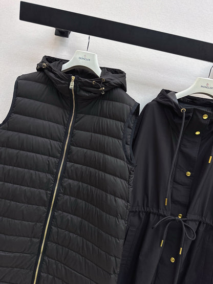 Monc 25fw puffer vest hooded jacket set