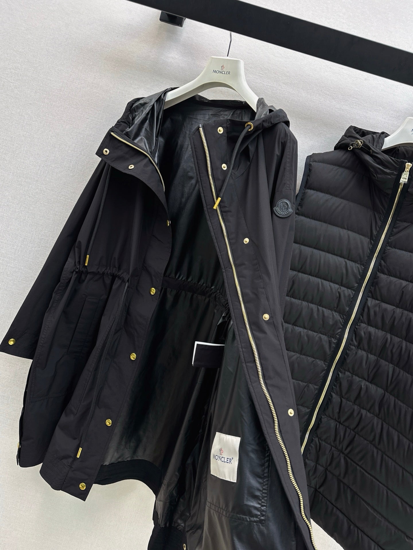 Monc 25fw puffer vest hooded jacket set