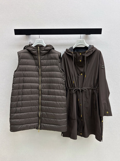 Monc 25fw puffer vest hooded jacket set