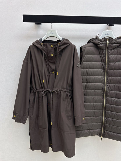 Monc 25fw puffer vest hooded jacket set