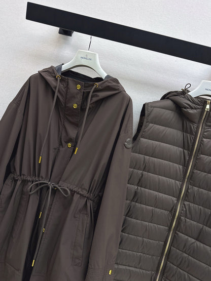 Monc 25fw puffer vest hooded jacket set