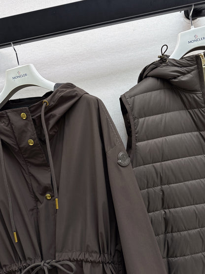 Monc 25fw puffer vest hooded jacket set