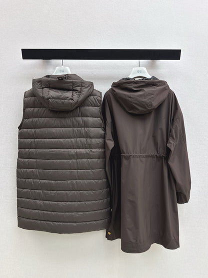 Monc 25fw puffer vest hooded jacket set