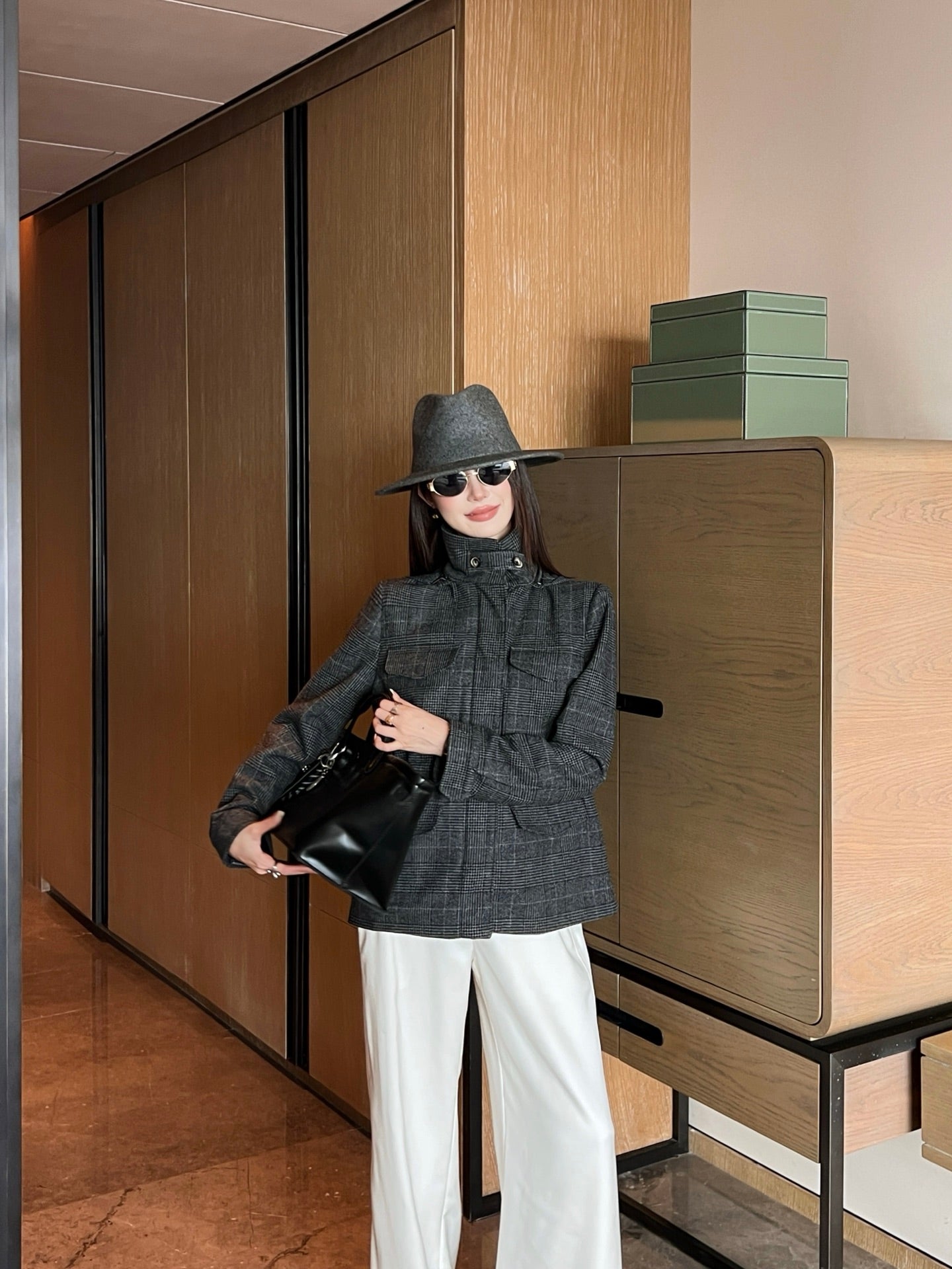 Loro 25fw plaid jacket