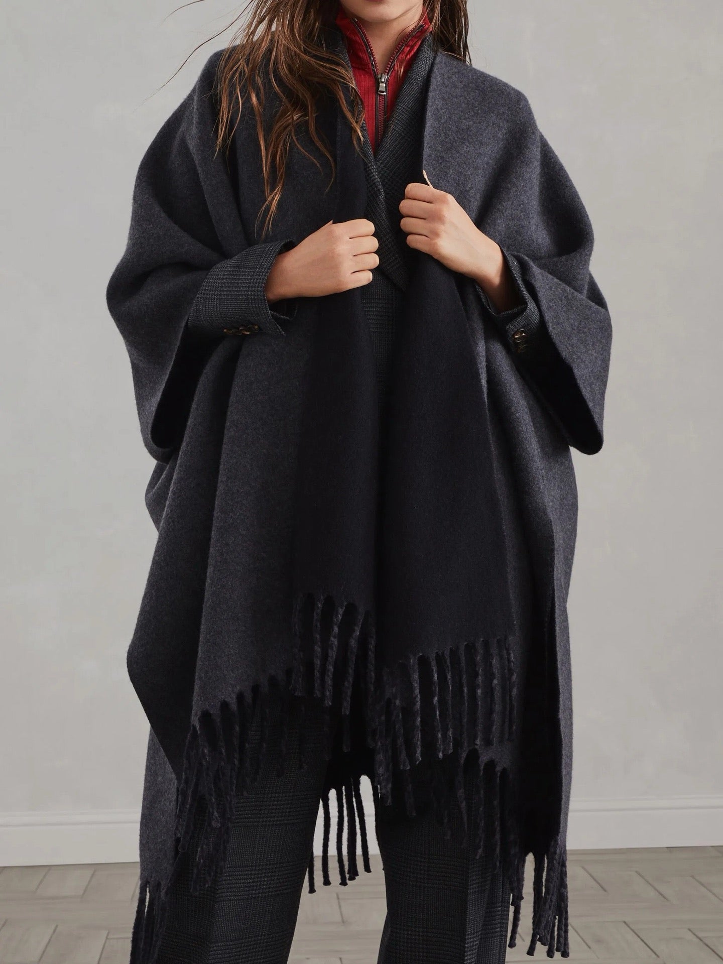 Brun 25fw wool cape