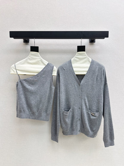 Miu 25fw knit cardigan vest set