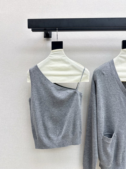 Miu 25fw knit cardigan vest set