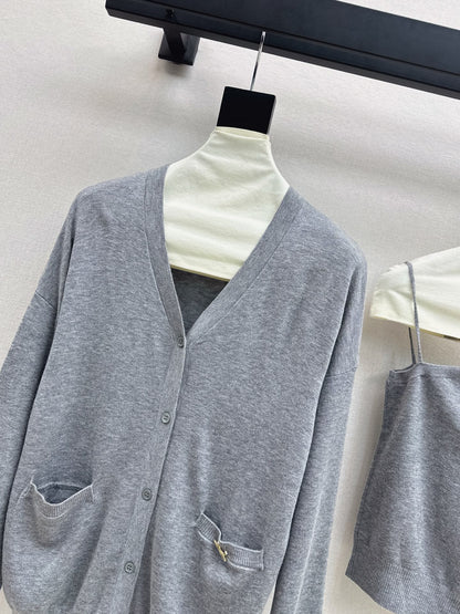 Miu 25fw knit cardigan vest set