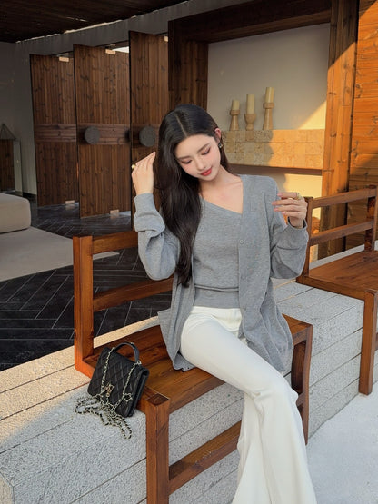 Miu 25fw knit cardigan vest set