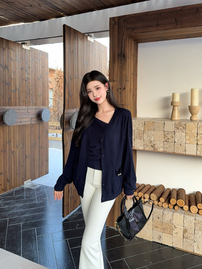 Miu 25fw knit cardigan vest set