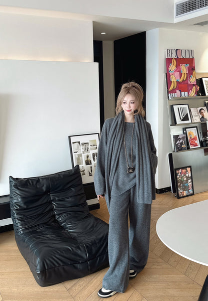 Max 25fw knitwear wide pants scarf set