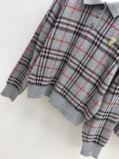 Bur 25fw plaid polo shirt skirt set