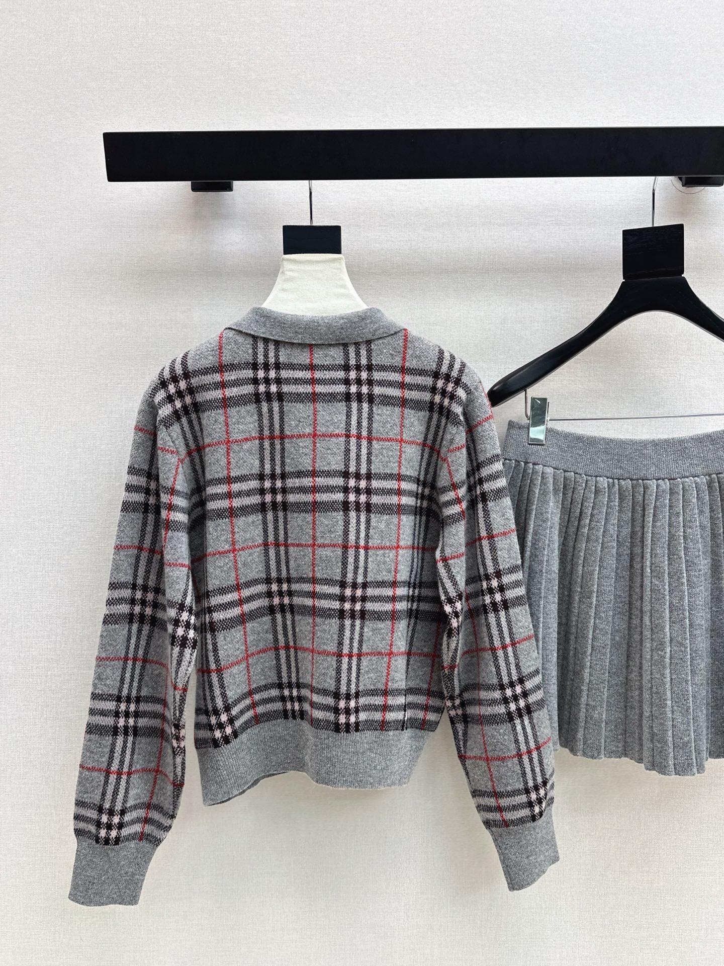 Bur 25fw plaid polo shirt skirt set
