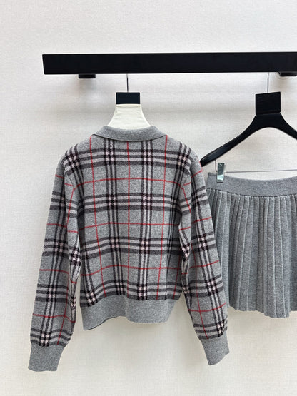 Bur 25fw plaid polo shirt skirt set
