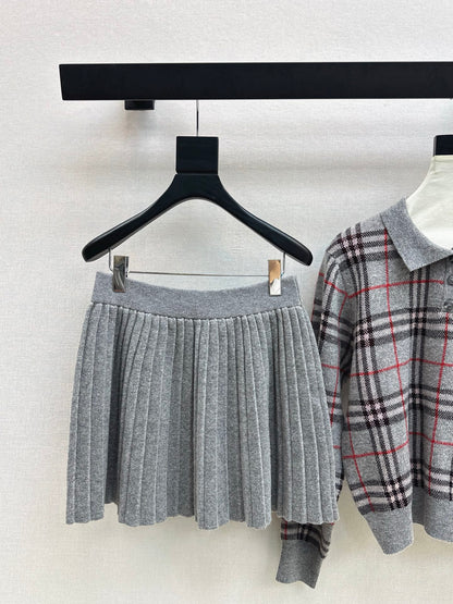 Bur 25fw plaid polo shirt skirt set