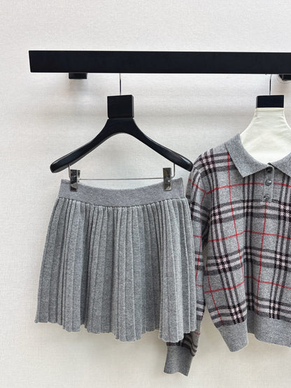 Bur 25fw plaid polo shirt skirt set