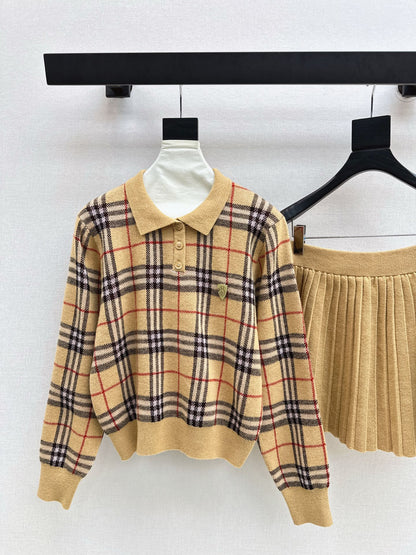Bur 25fw plaid polo shirt skirt set