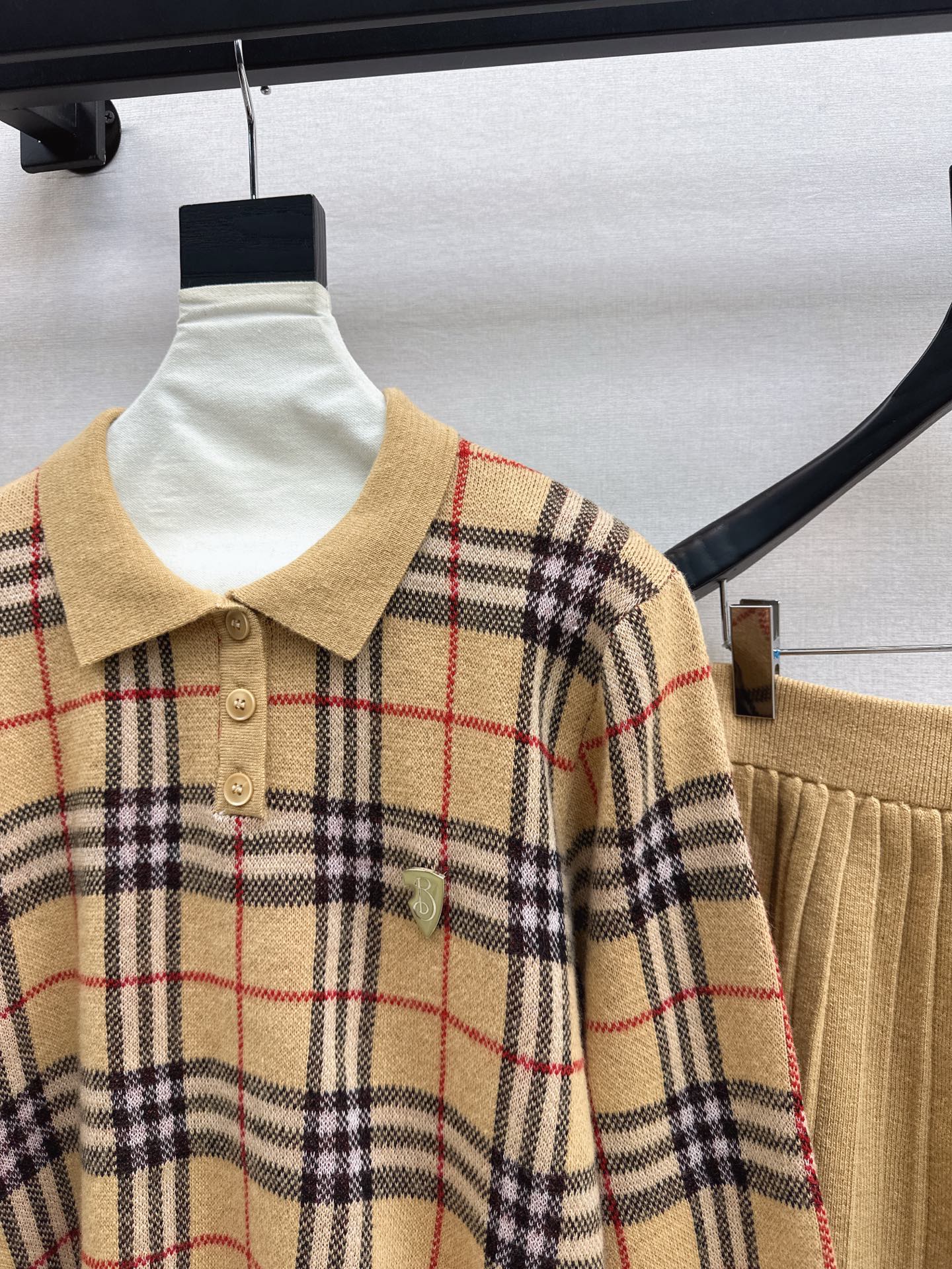 Bur 25fw plaid polo shirt skirt set