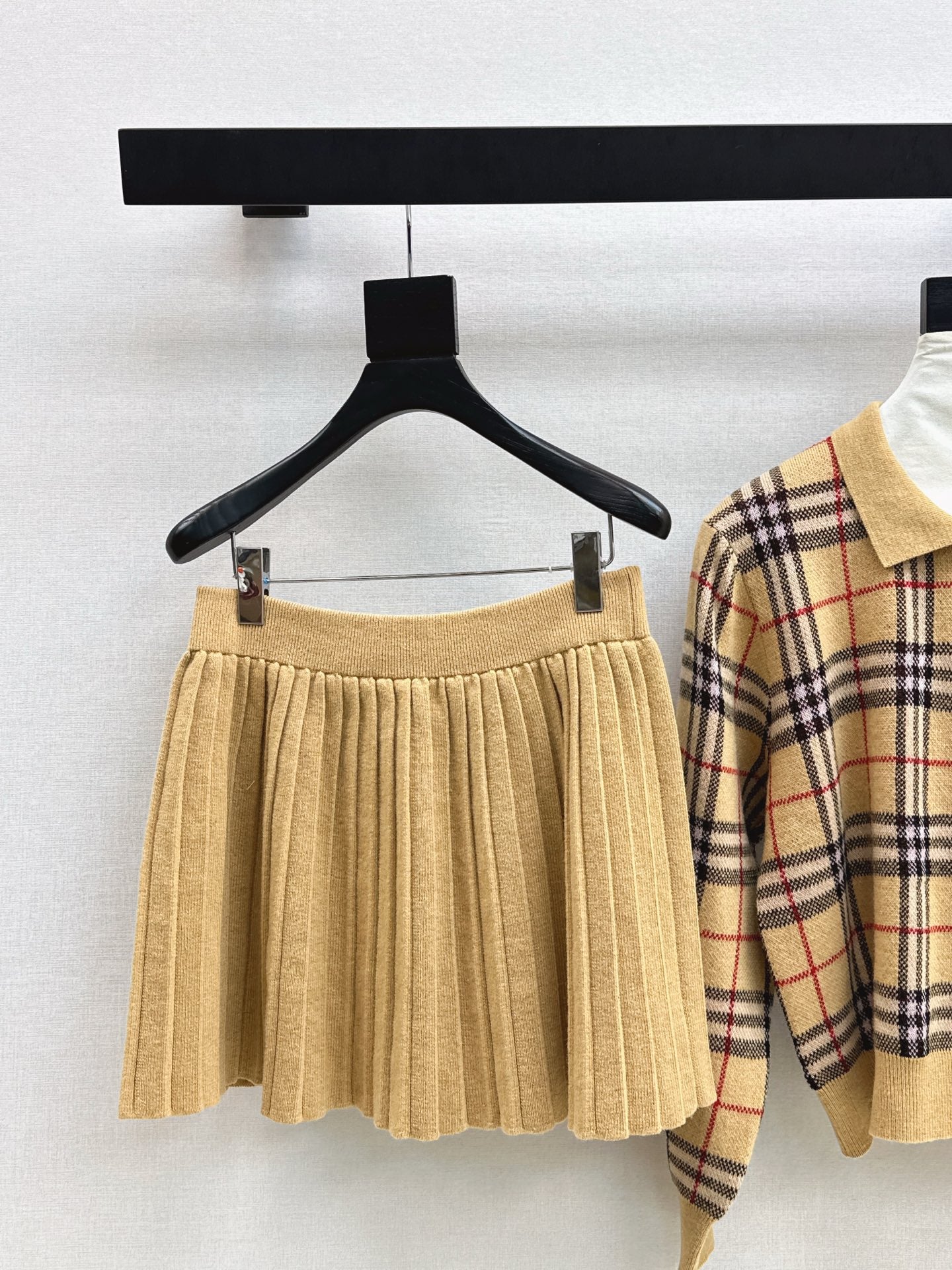 Bur 25fw plaid polo shirt skirt set
