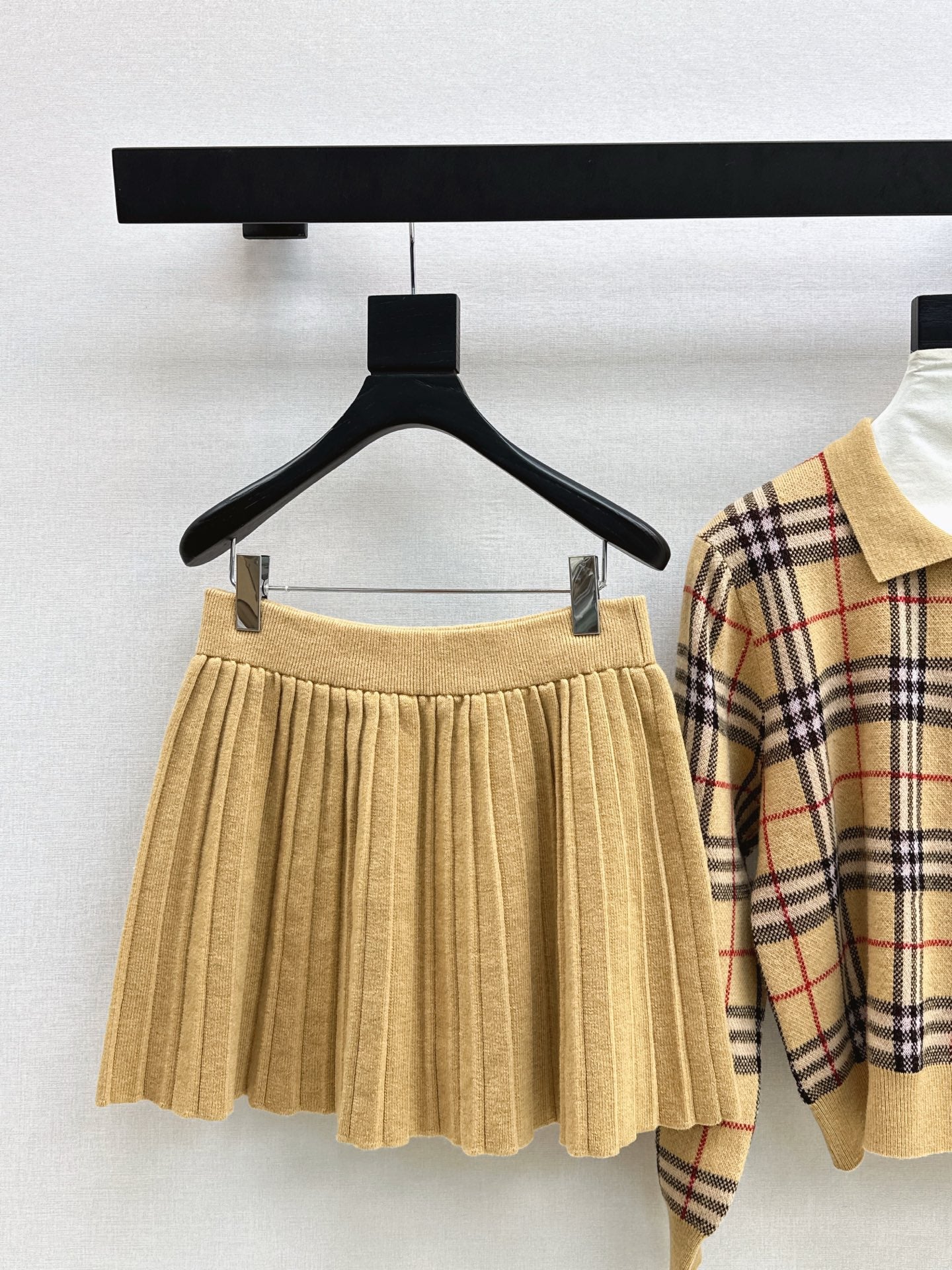 Bur 25fw plaid polo shirt skirt set