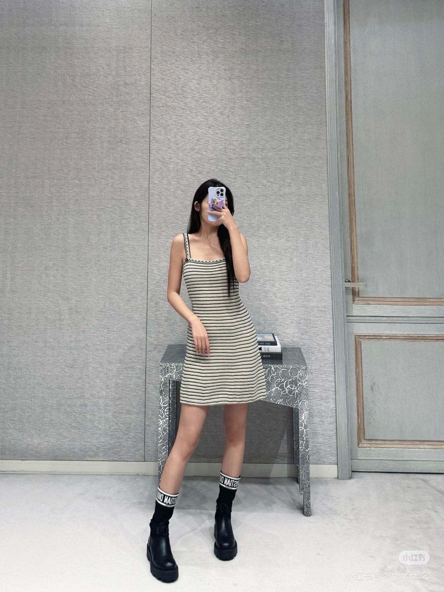 CD 25fw stripe slip dress