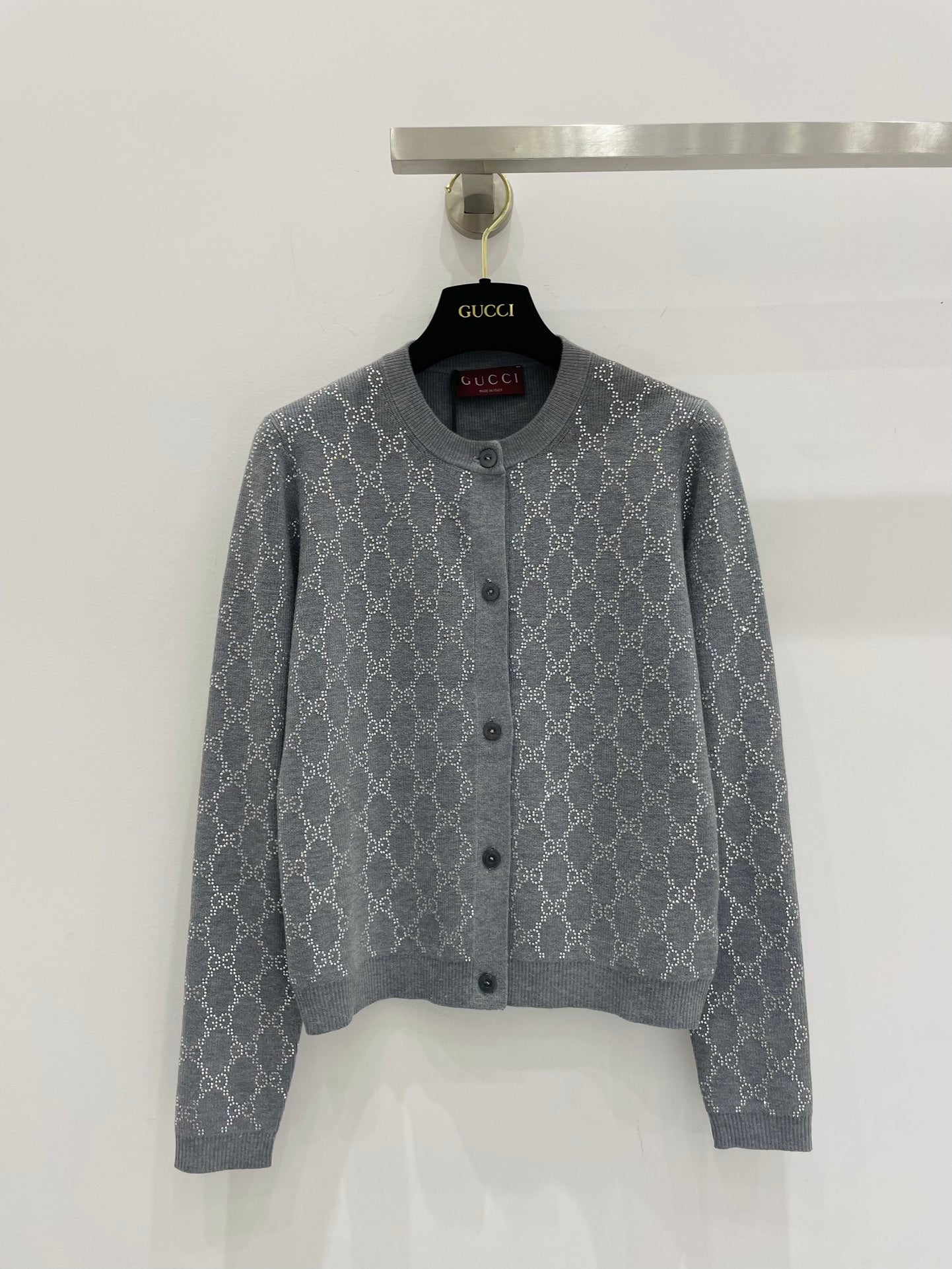 Guc 25fw rhinestone cardigan