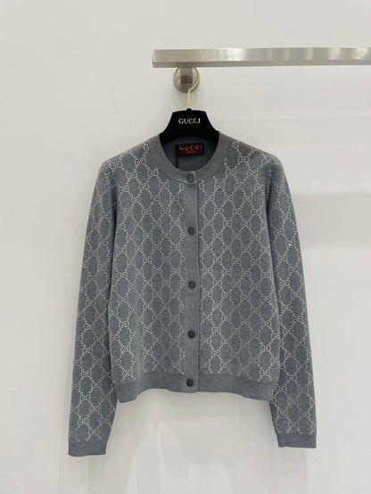 Guc 25fw rhinestone cardigan