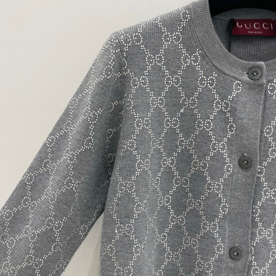 Guc 25fw rhinestone cardigan