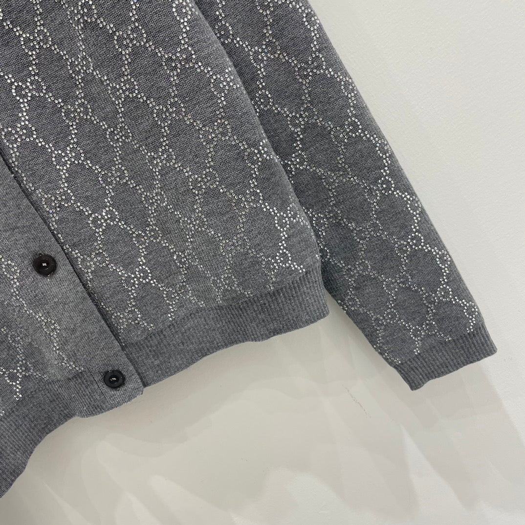 Guc 25fw rhinestone cardigan