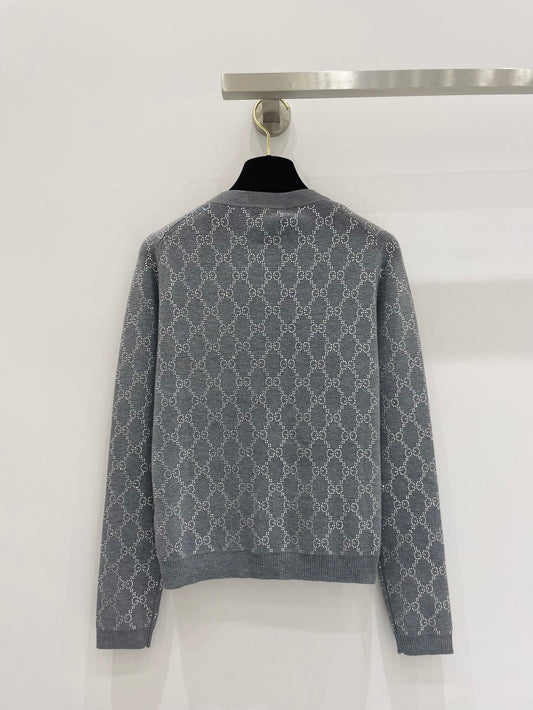 Guc 25fw rhinestone cardigan