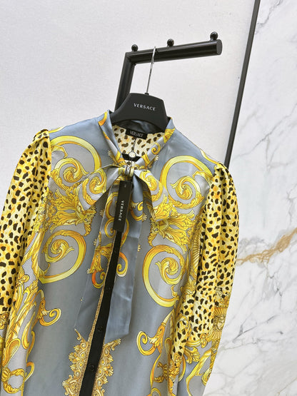 Ver 25fw print silk shirt