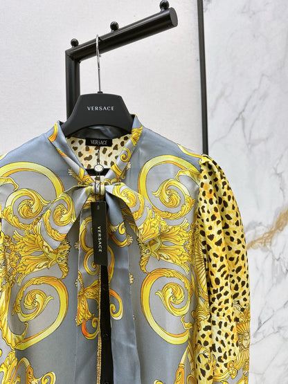 Ver 25fw print silk shirt