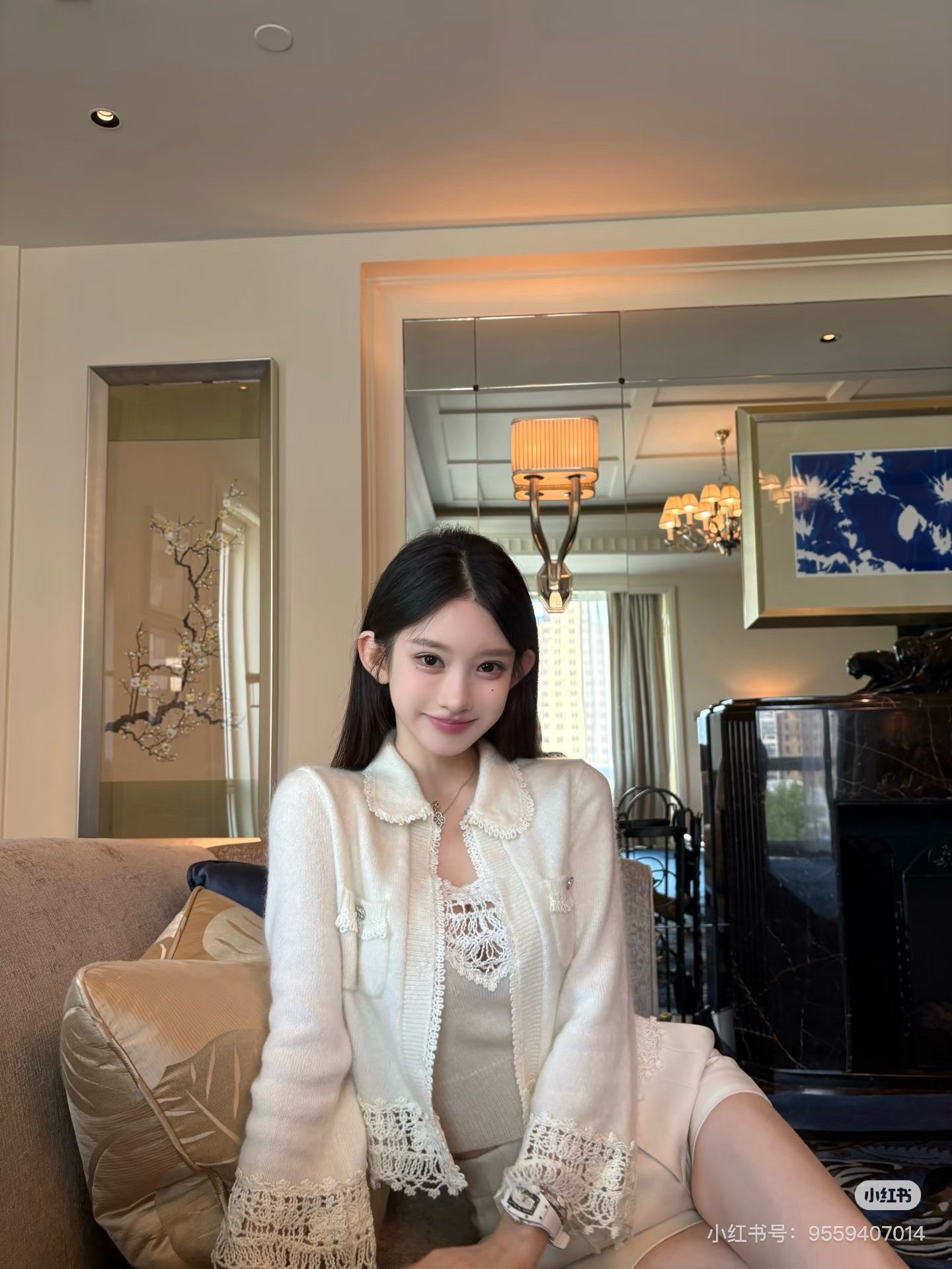 Chan 25fw lace knit cardigan