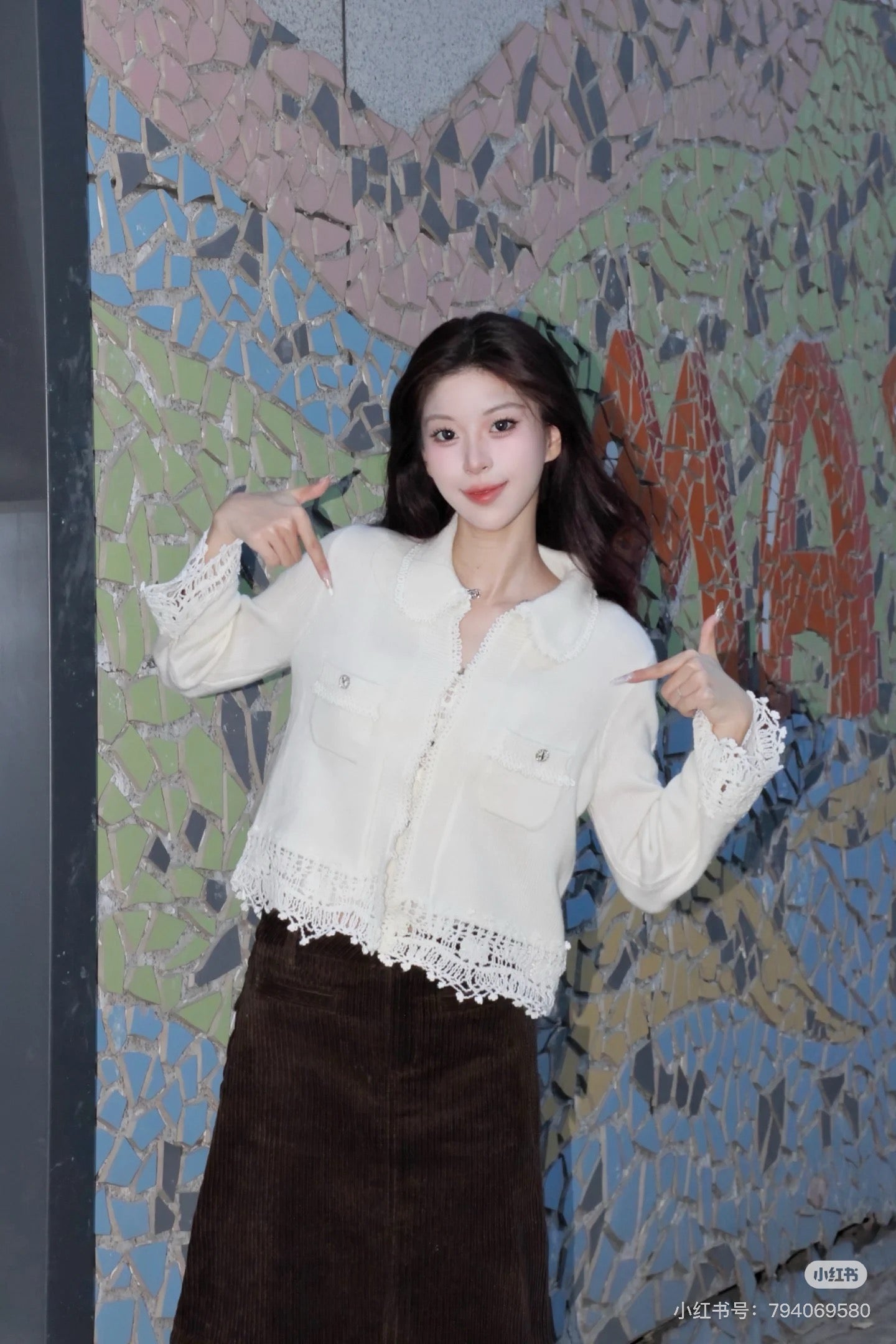 Chan 25fw lace knit cardigan