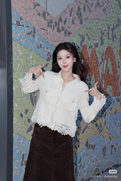 Chan 25fw lace knit cardigan
