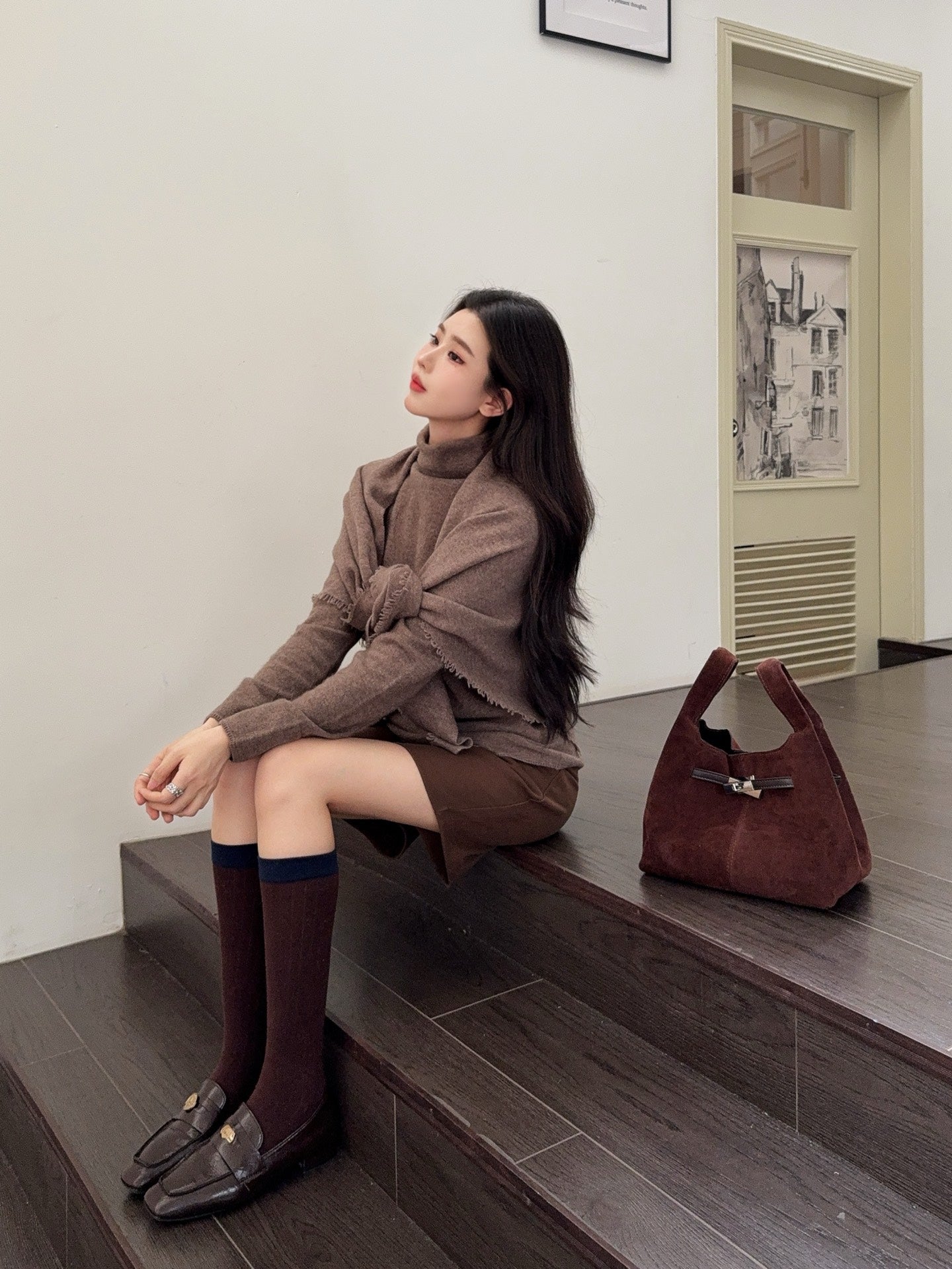 Loro 25fw cape sweater set